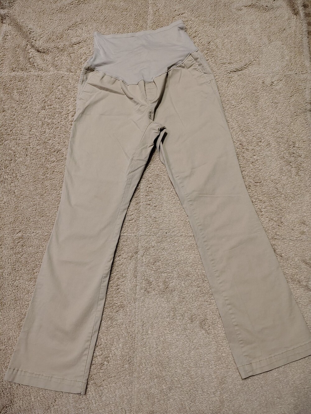 Old Navy Maternity Full Panel Khaki Tan Pants Stretch Size 10 Bootcut Pregnancy